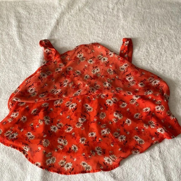 Orange sleeveless floral crop top (M) - Picture 6 of 6